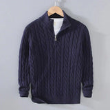 Adam | Eleganter Pullover mit halbem Reißverschluss – Marine