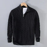 Adam | Eleganter Pullover mit halbem Reißverschluss – Schwarz