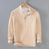 Adam | Eleganter Pullover mit halbem Reißverschluss – Creme