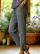 Bellamy - Knöchellange Hose mit Knopfdetail – Grau