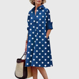 Oshadi - Elegantes Mini Kleid Mit Tasche – Blau-Weiß