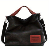 Canvas Schultertasche Damen – Zeitlose Crossbody Bag mit Reißverschluss – Schwarz