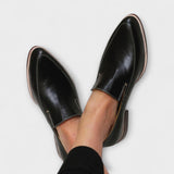 Adelgund | Damen Slipper Loafer Halbschuhe – Schwarz