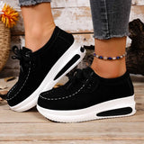 Adeline | Damen Plateau Schnürsneaker – Schwarz