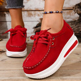 Adeline | Damen Plateau Schnürsneaker – Rot