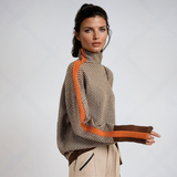 Malou™ | Hochkragenpullover mit bold Streifen – Orange