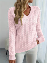 Zivah - Stylischer Gerippter Pullover Mit V-Ausschnitt – Rosa