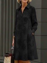 Sirelin - Softtouch-Midi-Hemdblusenkleid – Schwarz