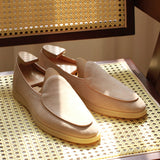 Noryk : Britische handgefertigte flache Herren-Slipper – Beige