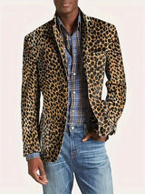 Modische lässiger leopardendruck anzug jacke – Braun