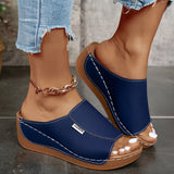 Isabelle | Komfortable Keil-Mule – Marineblau