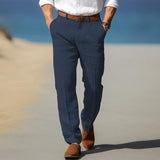 HERRLICHE PREMIUM-LINENHOSE (MIT GÜRTELSCHLAUFEN) – Marineblau