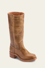 Damen-Lederstiefel im Westernstil mit Blockabsatz – Hellgelb