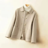 Nezaket – Eleganter Kaschmirmantel Mit Langen Ärmeln – Beige