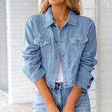Albertina | Damen Jeansjacke Kurz Geschnitten Relaxed – Blau