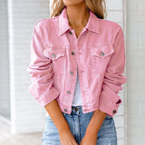 Albertina | Damen Jeansjacke Kurz Geschnitten Relaxed – Rosa