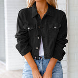 Albertina | Damen Jeansjacke Kurz Geschnitten Relaxed – Schwarz