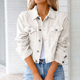 Albertina | Damen Jeansjacke Kurz Geschnitten Relaxed – Weiß