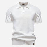 Aldric | Herren Kurzarm Poloshirt mit Strukturmuster – Weiß
