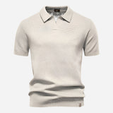 Aldric | Herren Kurzarm Poloshirt mit Strukturmuster – Creme