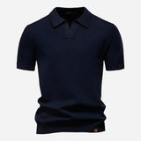 Aldric | Herren Kurzarm Poloshirt mit Strukturmuster – Marineblau