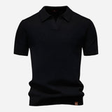 Aldric | Herren Kurzarm Poloshirt mit Strukturmuster – Schwarz