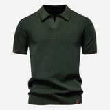 Aldric | Herren Kurzarm Poloshirt mit Strukturmuster – Armeegrün