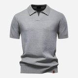 Aldric | Herren Kurzarm Poloshirt mit Strukturmuster – Hellgrau