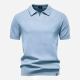 Aldric | Herren Kurzarm Poloshirt mit Strukturmuster – Türkis