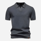 Aldric | Herren Kurzarm Poloshirt mit Strukturmuster – Dunkelgrau