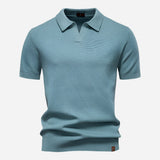 Aldric | Herren Kurzarm Poloshirt mit Strukturmuster – Blau