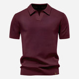 Aldric | Herren Kurzarm Poloshirt mit Strukturmuster – Weinrot