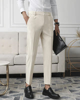 Walker | Hoch taillierte Slim Fit Business-Hose – Beige