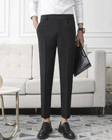 Walker | Hoch taillierte Slim Fit Business-Hose – Schwarz