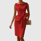 Almudena | Damen Ärmelloses Midikleid mit Schleife – Rot