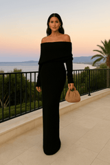 Amara | Damen Maxikleid Fließend Elegant Feminin – Schwarz