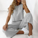 Saphine – Stilvolles Set aus ärmellosem Oberteil und Hose – Grau