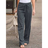 Amelie | Damen Weite Palazzo Hose mit Bindegürtel – Grau