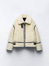 Teddy Damen Jacke Mit Kragen | Elegante Winterjacke Gefüttert – Beige