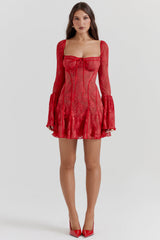 Faye | Damen Vintage Korsettkleid | Mini – Rot