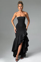 Vasileia - Schulterfreies Maxikleid – Schwarz