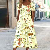 Annabella | Damen Blumen Midi Sommerkleid – Gelb