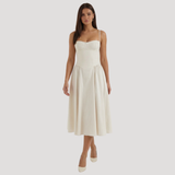 Annelie | Damen Korsett Midi Kleid mit Herzausschnitt – Weiß