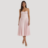 Annelie | Damen Korsett Midi Kleid mit Herzausschnitt – Rosa