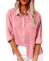 Annelis | Damen Hemdbluse Langarm mit Kragen – Rosa