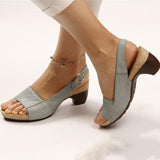 Annika | Damen Keilabsatz Slingback Sandaletten – Grau