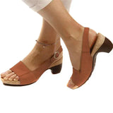 Annika | Damen Keilabsatz Slingback Sandaletten – Braun