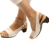 Annika | Damen Keilabsatz Slingback Sandaletten – Beige