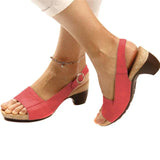 Annika | Damen Keilabsatz Slingback Sandaletten – Rot