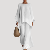 Anouk | Damen Zweiteiler Oversized Top Weites Bein – Weiß